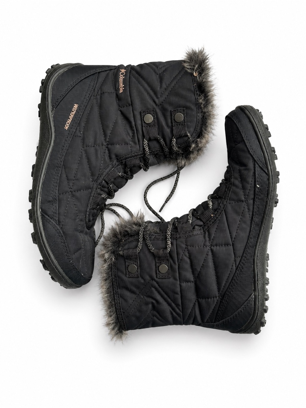 Columbia Minx Shorty III Waterproof Winter Boots Black Faux Fur Women’s 7W